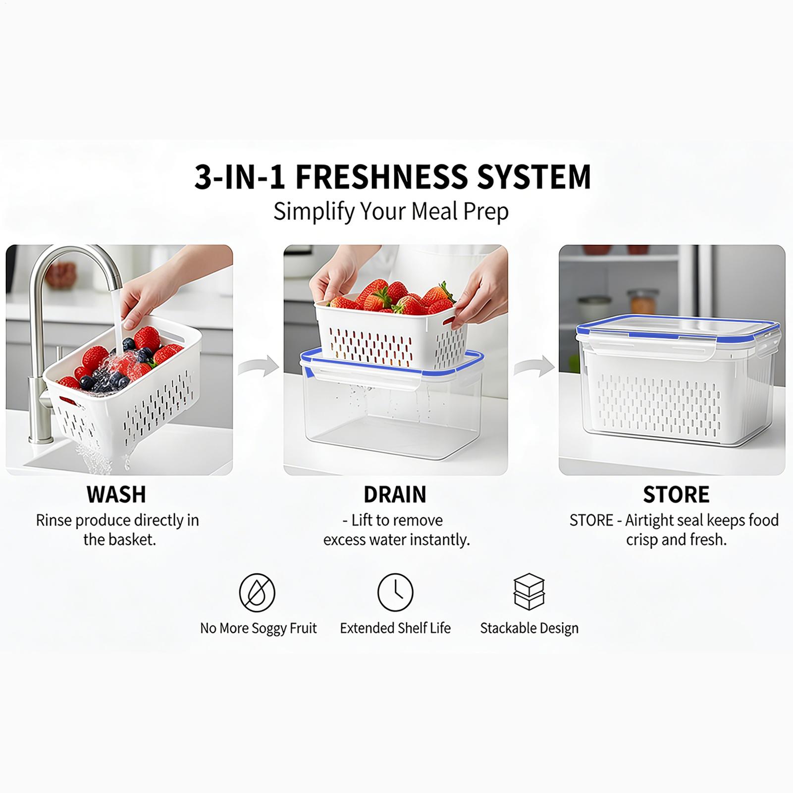 Food Storage Containers - ภาชนะเก็บอาหาร 4 in 1 ภาชนะใสกันรั่วซึม 4