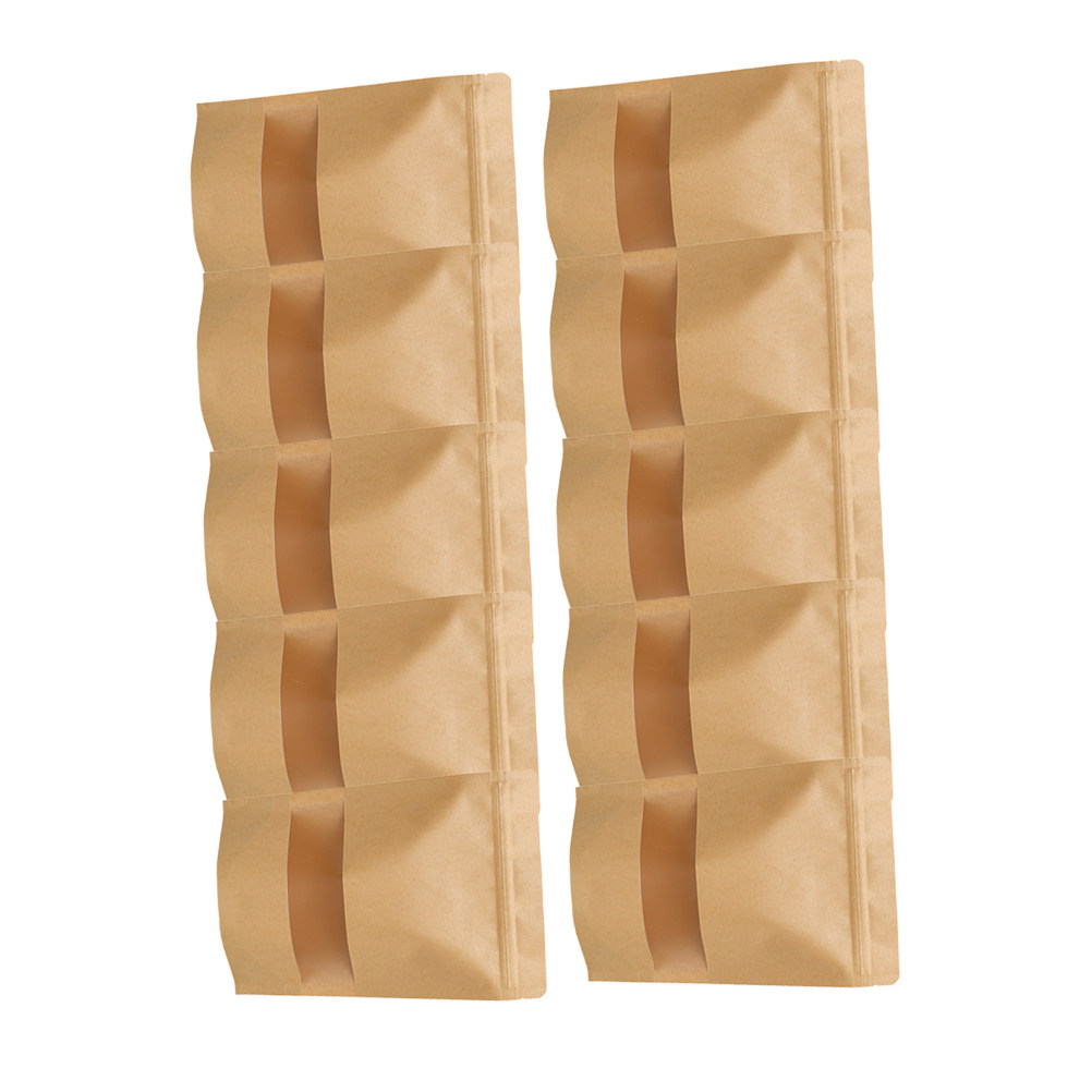 Food Storage Bag - 50 ชิ้น ถุงซิปล็อคตั้งได้ ทำจากกระดาษคราฟท์ เป็นมิตรต่อสิ่งแวดล้อม มีหน้าต่างใส