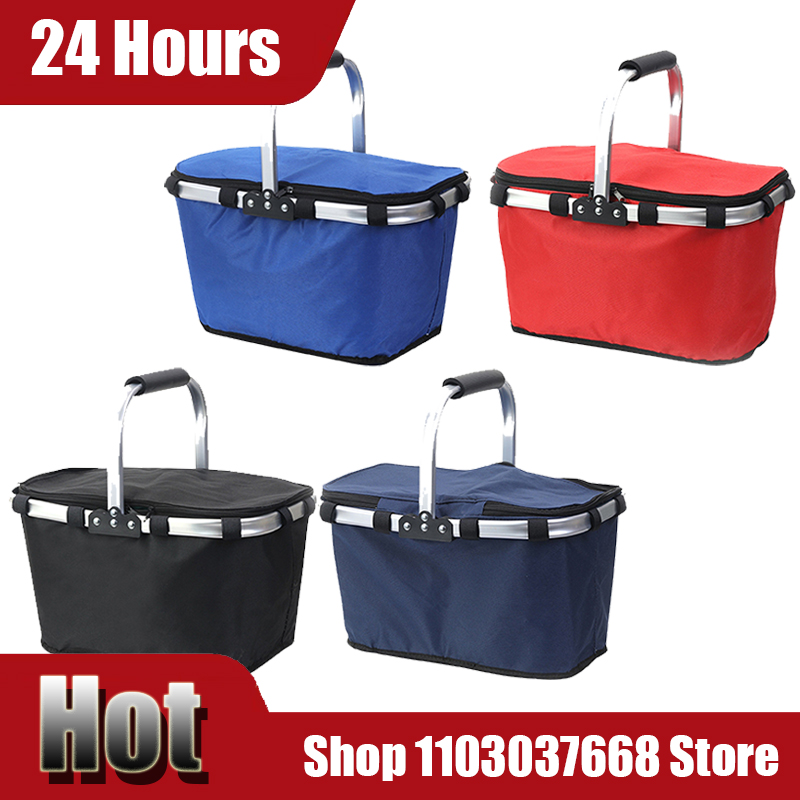 Food Storage Bag - ตะกร้าปิกนิกแพ็คน้ําแข็งกลางแจ้งถุงฉนวนกันความร้อนแบบพับได้ตะกร้าช้อปปิ้งแบบพกพาพร้อมกล่องอาหารกลางวัน Fast Food Takeaway ฉนวนกันความร้อน Bas
