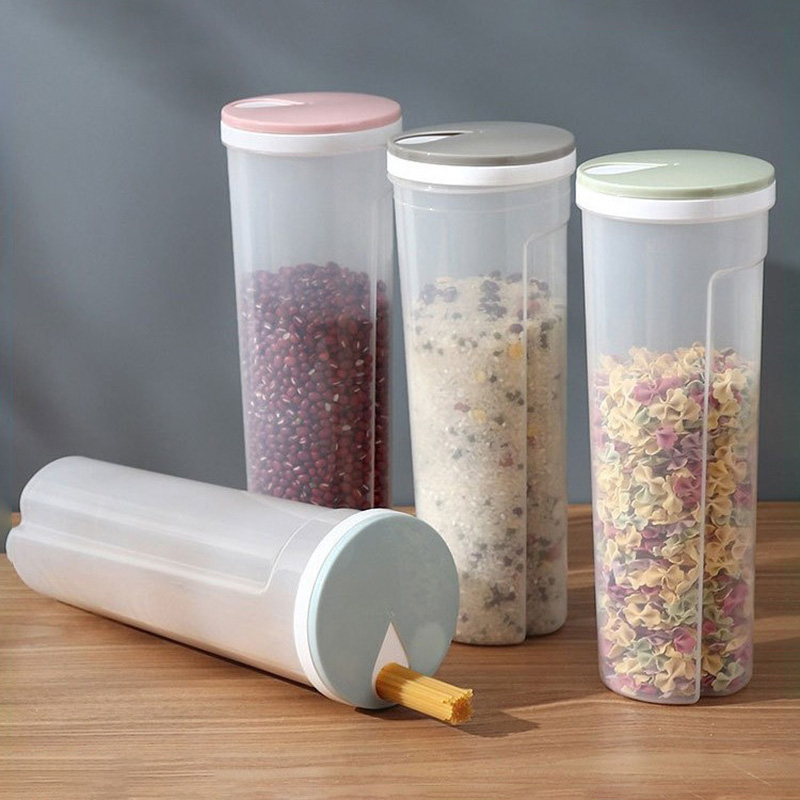 Food Storage With Dividers - กล่องเก็บเส้นก๋วยเตี๋ยวพลาสติกเกรดอาหาร กล่องเก็บอาหารในครัวแบบมีฝาปิด กล่องจัดระเบียบแบ่งส่วนสำหรับเก็บของในครัว
