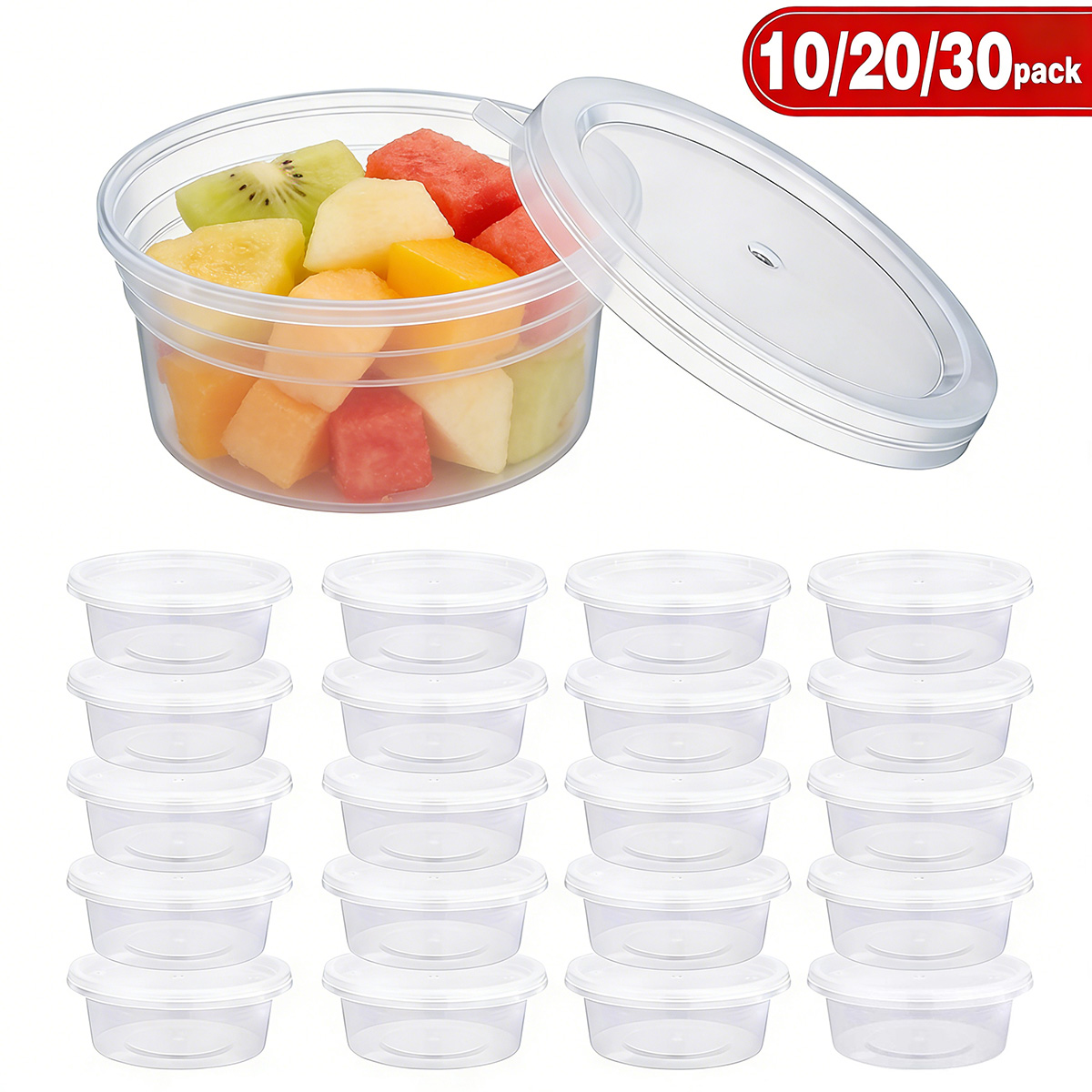 Food Storage Meals - ชุด 10/20/30 ชิ้น ภาชนะใส่สไลม์ขนาดเล็กพร้อมฝาปิด ภาชนะใส่เครื่องปรุง ถ้วยพลาสติกสำหรับเก็บอาหาร