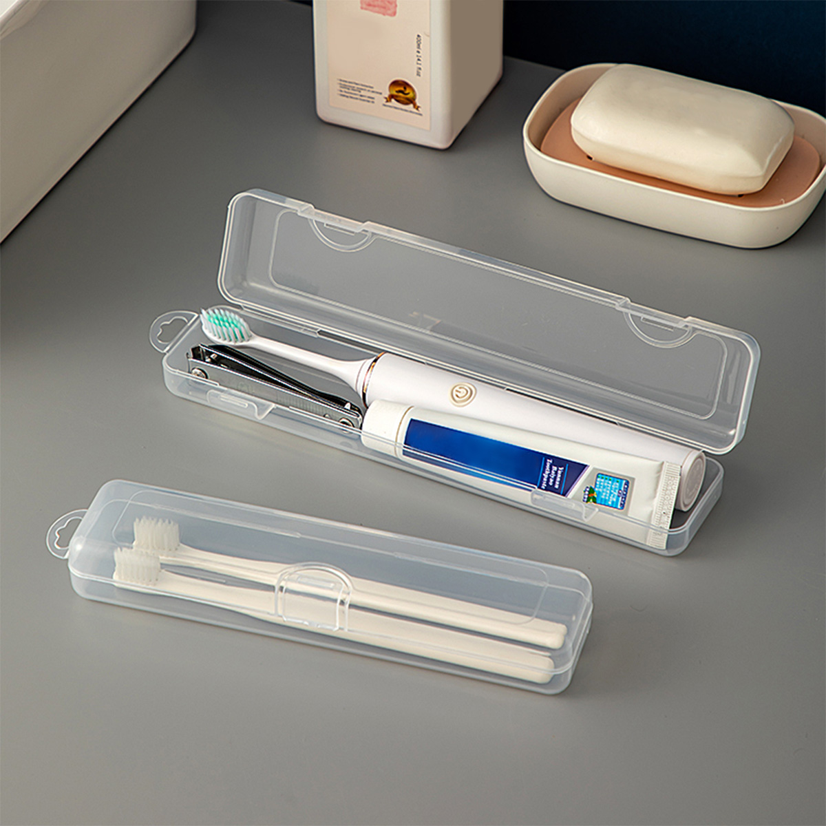 Food Storage With Dividers - WORTHBUY ตู้เก็บของยาสีฟันพลาสติกกล่องเก็บแปรงสีฟันแบบพกพาเดินทางเคสจัดระเบียบกล่องแปรงสีฟันใส