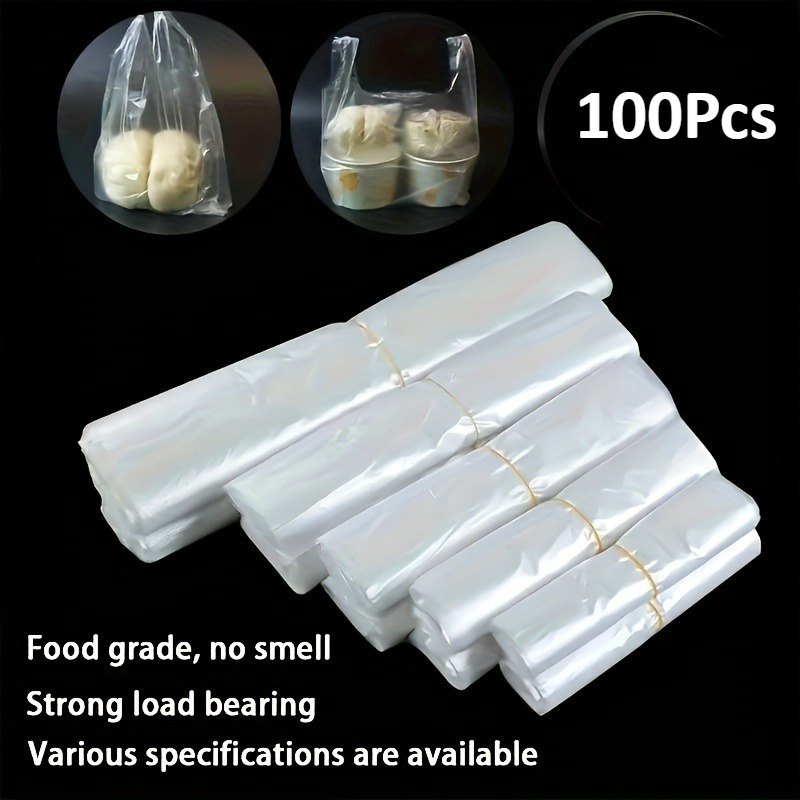 Food Storage Bag - 100 ชิ้นมินิถุงพลาสติกใสแบบใช้แล้วทิ้ง 3 ขนาดตัวเลือกซูเปอร์มาร์เก็ตช้อปปิ้งถุงบรรจุภัณฑ์เก็บอาหาร