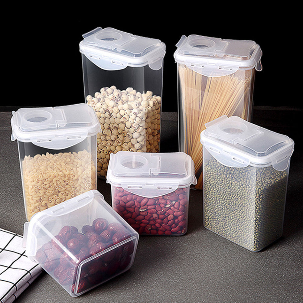Food Storage Containers - ชุดโหลเก็บของ 2 ชิ้น โหลพลาสติกใสสำหรับจัดระเบียบในครัว ภาชนะเก็บอาหารแบบปิดสนิท สำหรับธัญพืช
