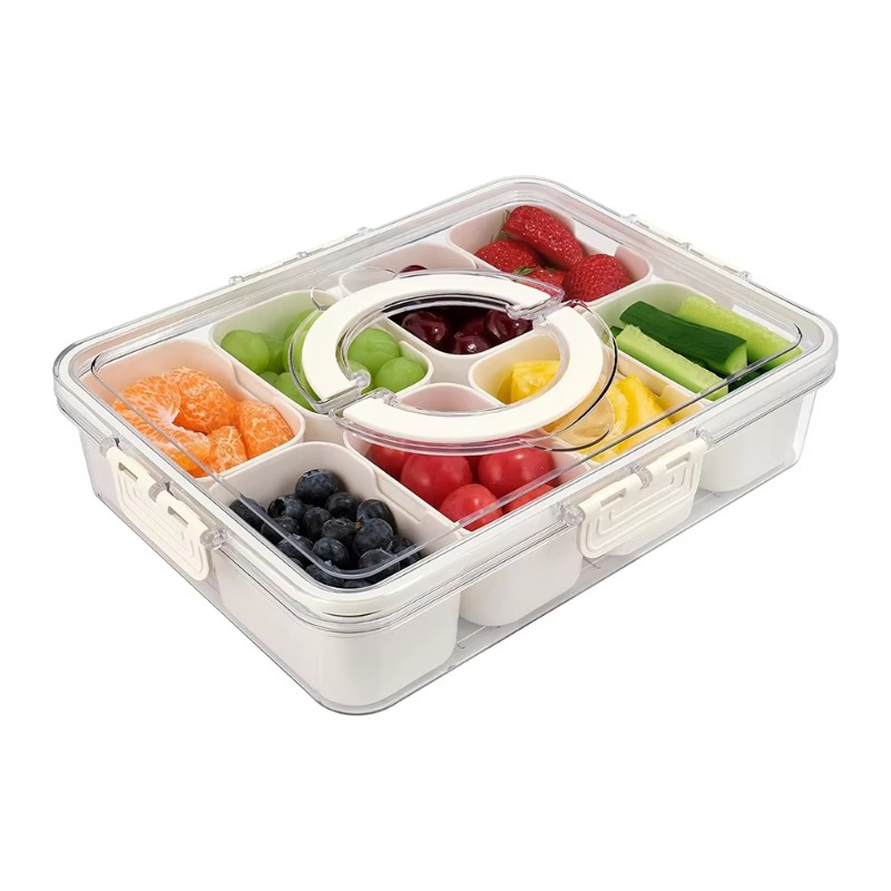 Food Storage With Dividers - กล่องพลาสติก PET สำหรับใช้ในครัว มีช่องแบ่ง 8 ช่อง
