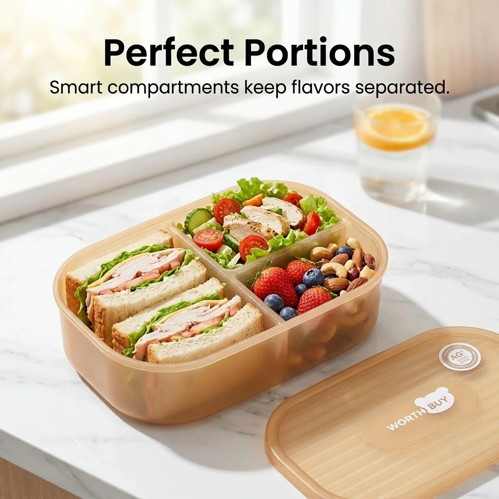 กล่องเบนโตะพลาสติกแบบถอดแยกได้ - Food Storage With Dividers บทวิจารณ์และราคา