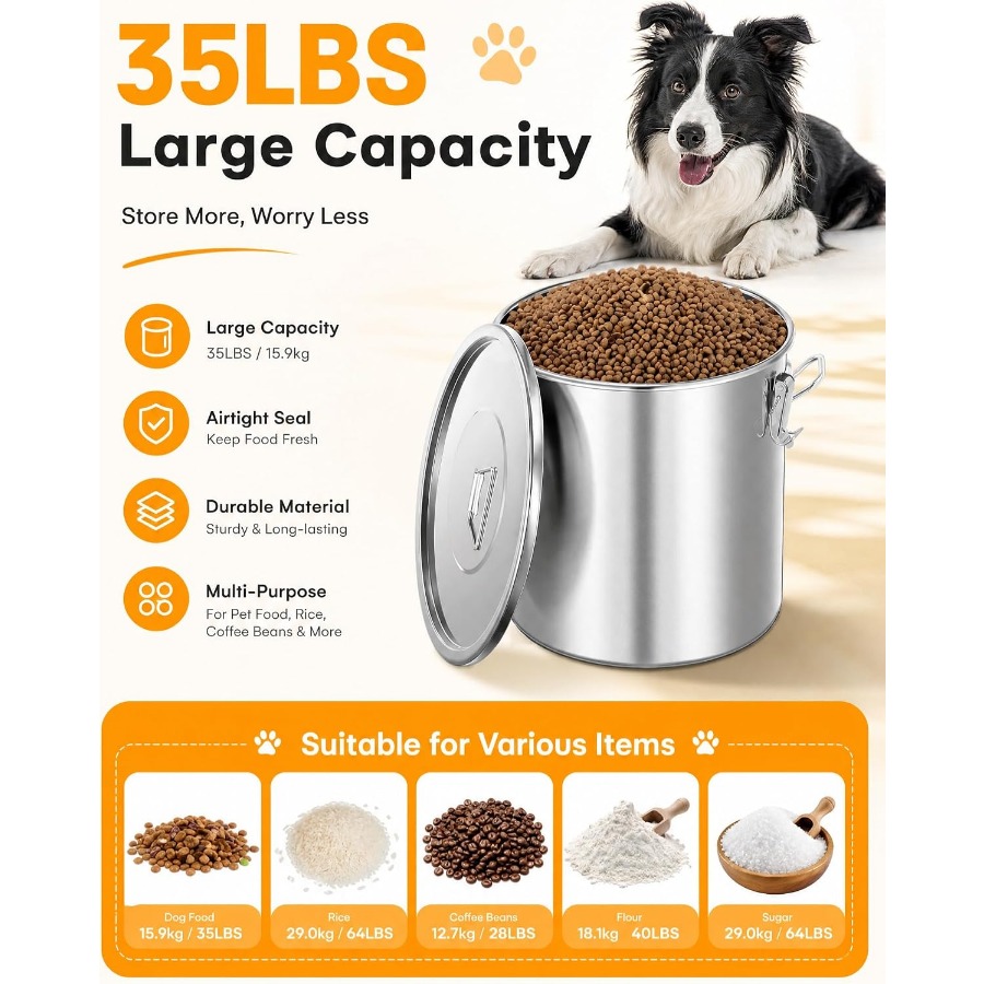 ภาชนะเก็บอาหารสุนัขสแตนเลสสตีล - Food Storage Containers บทวิจารณ์และราคา