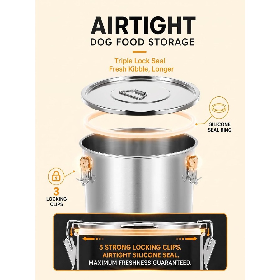 ภาชนะเก็บอาหารสุนัขสแตนเลสสตีล - Food Storage Containers บทวิจารณ์และราคา