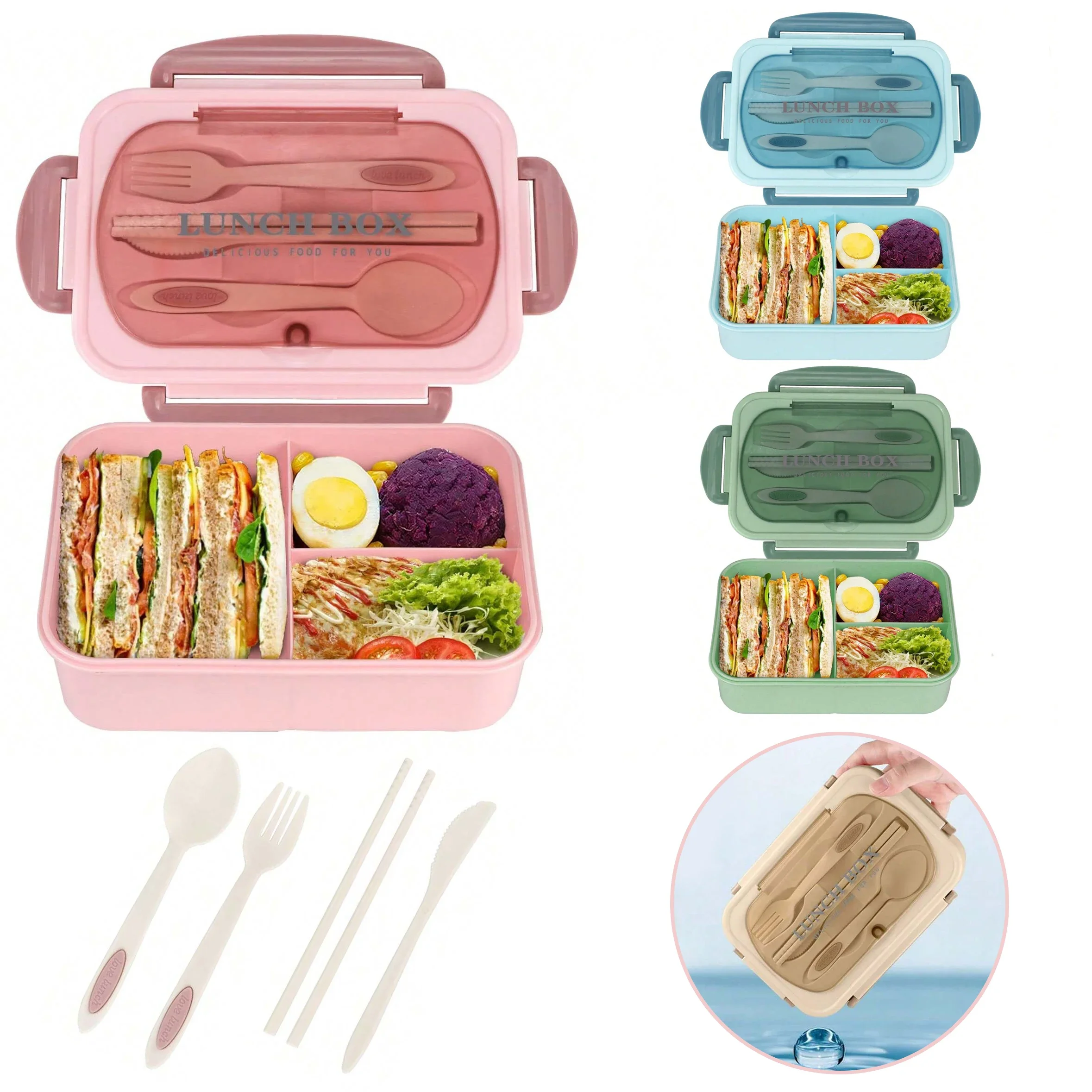 กล่องเบนโตะสำหรับผู้ใหญ่ 3 ช่อ - Food Storage Oven Safe บทวิจารณ์และราคา
