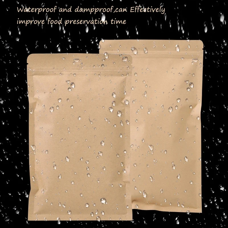 100PCS กระดาษคราฟท์สีน้ำตาลซิป - Food Storage Bag บทวิจารณ์และราคา