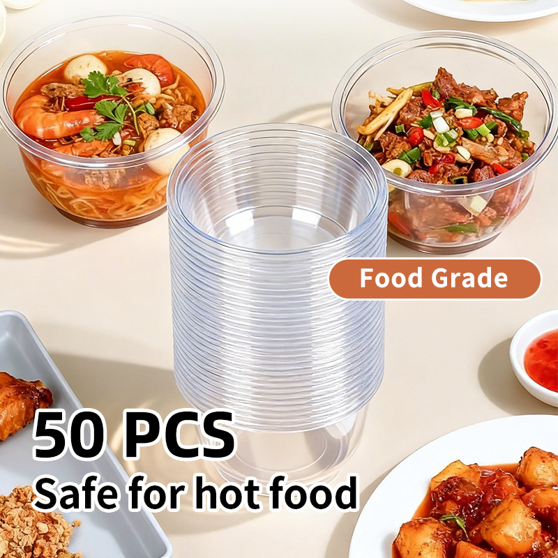 ชามพลาสติกใสแบบใช้แล้วทิ้ง ทนท - Food Storage Meals บทวิจารณ์และราคา