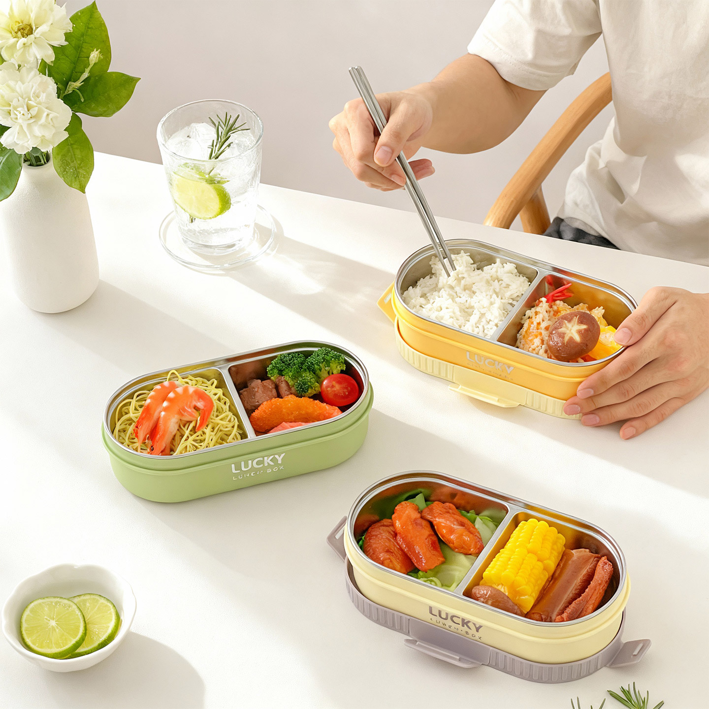 WORTHBUY กล่องข้าวสแตนเลส 304  - Food Storage Oven Safe บทวิจารณ์และราคา